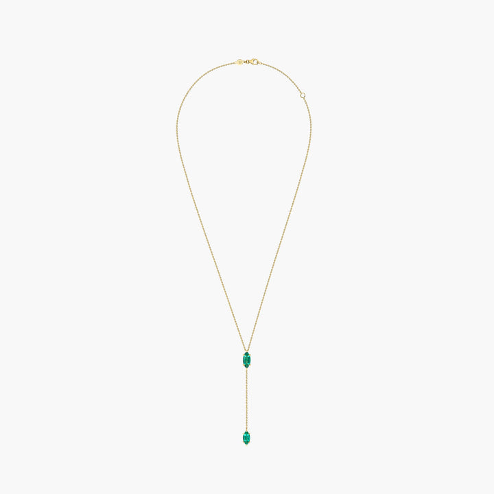 Large Emerald Marquise Lariat Necklace