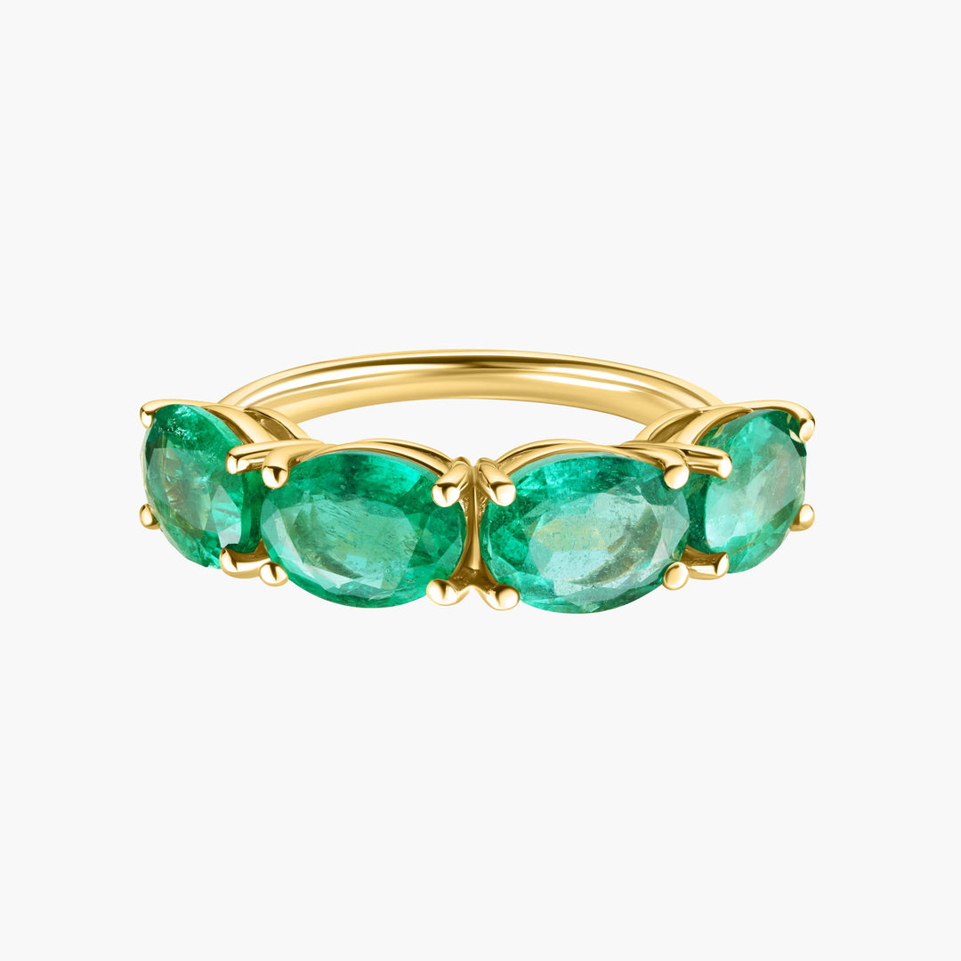 Large Oval Emerald Half Eternity Band