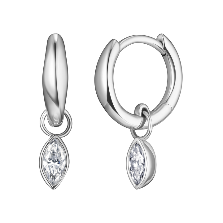 Marquise Diamond Charm Huggie Hoops