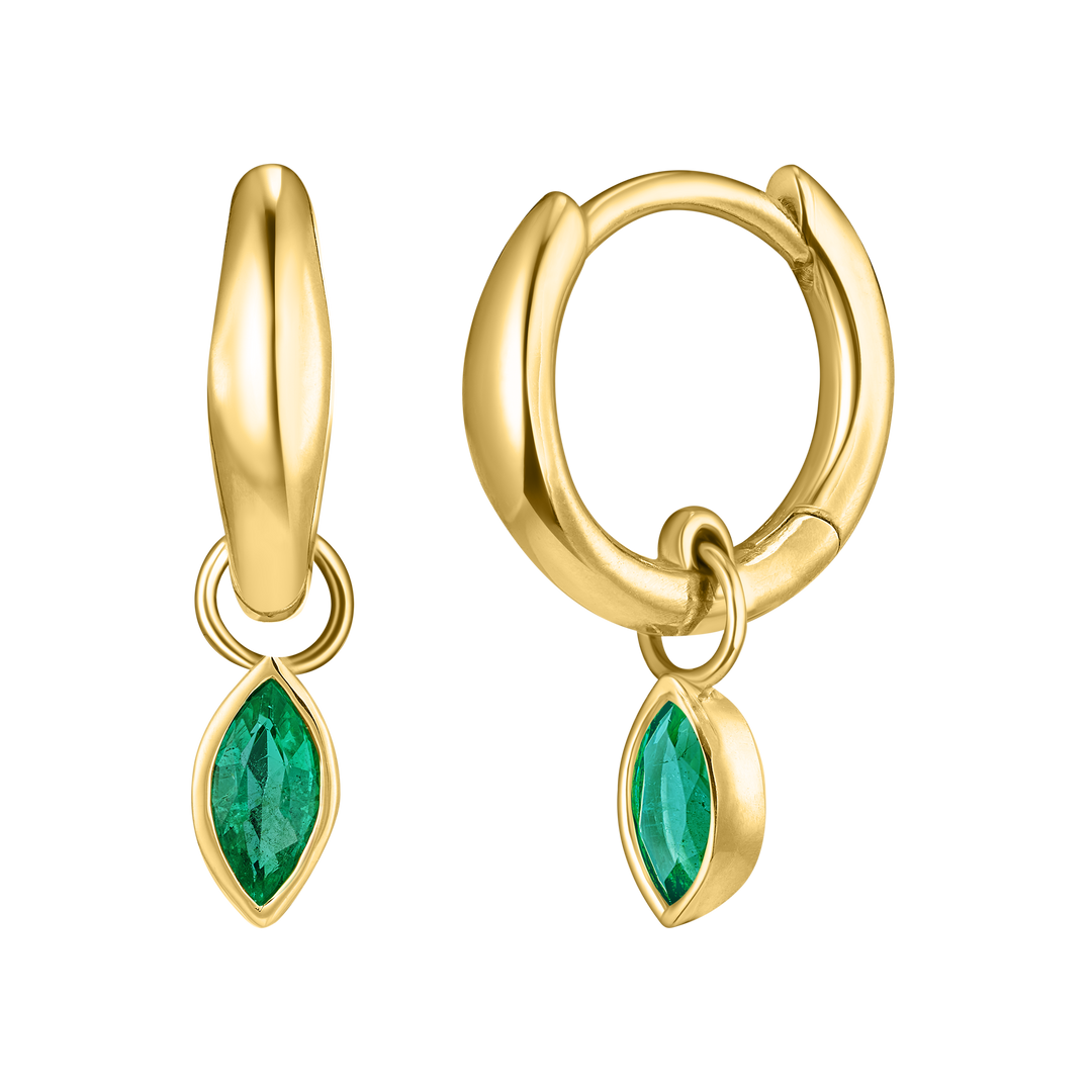 Marquise Charm Huggie Hoops