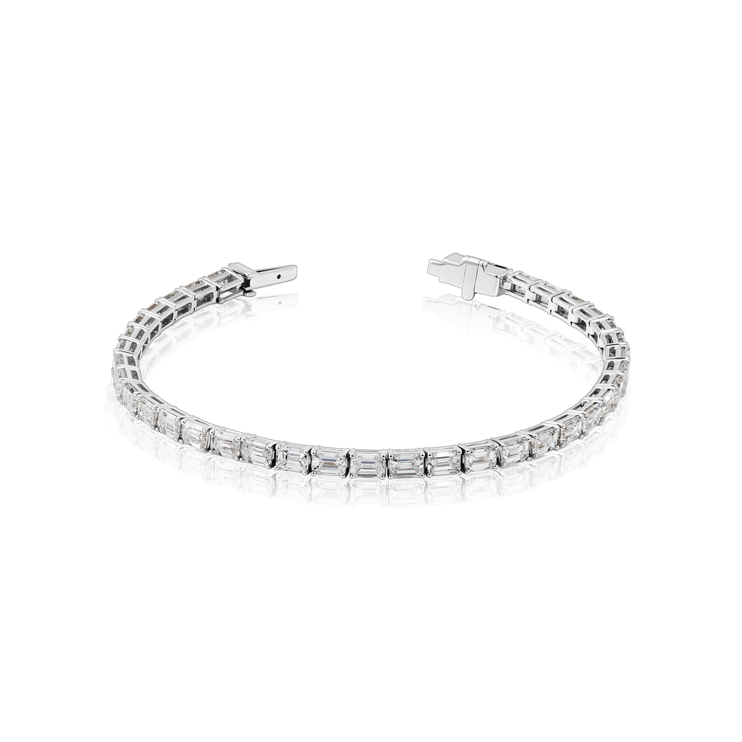 Mini Emerald Cut Diamond Tennis Bracelet