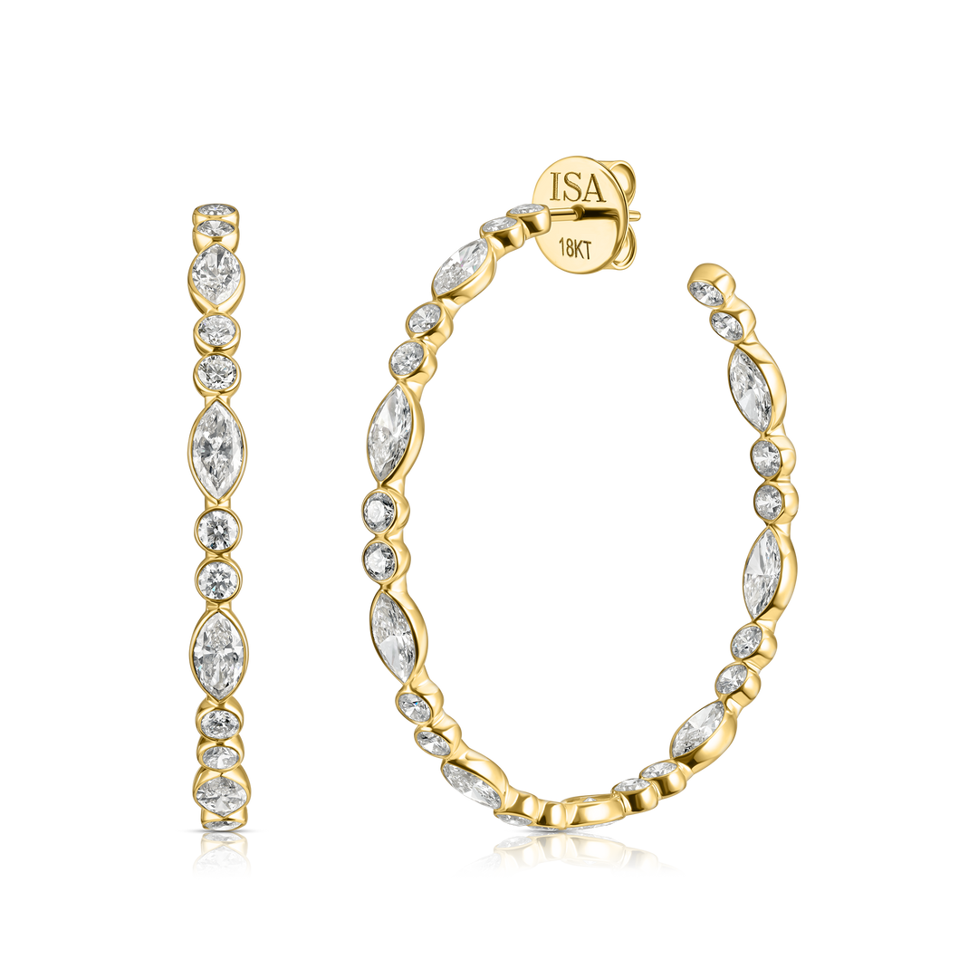 Mixed Fancies Bezel Hoop Earrings