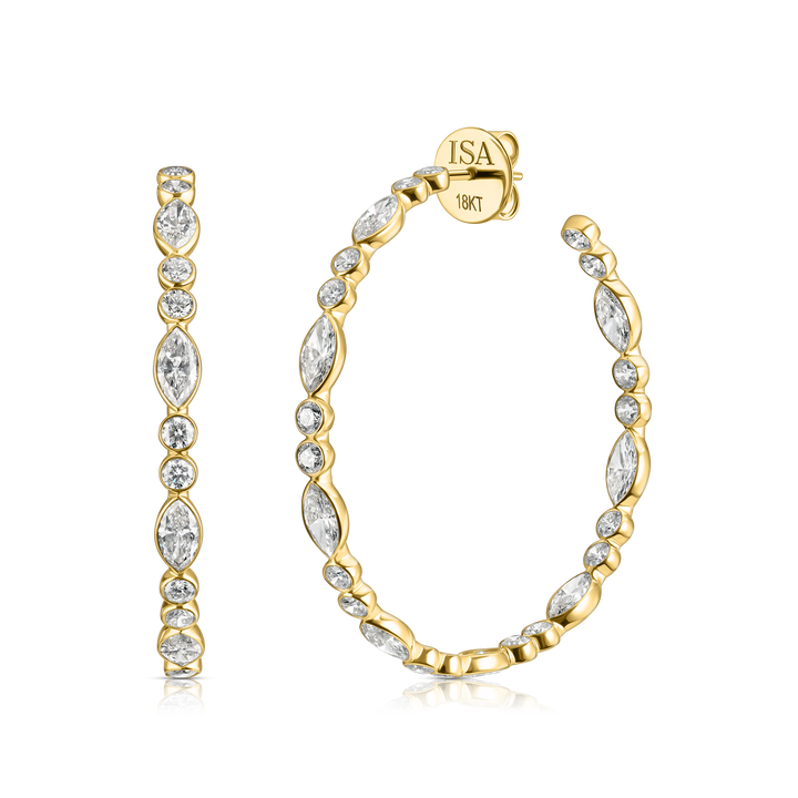 Mixed Fancies Bezel Hoop Earrings