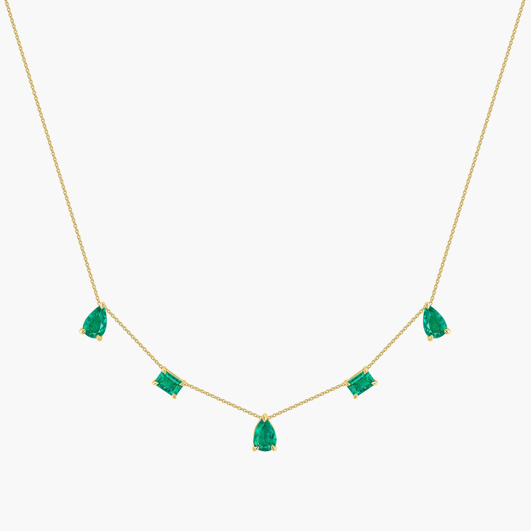 Mixed Floating Colombian Emerald Necklace