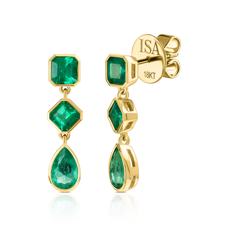 Multi Stone Colombian Emerald Drop Studs