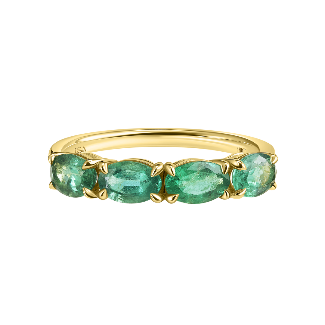 Oval Emerald Half Eternity Band