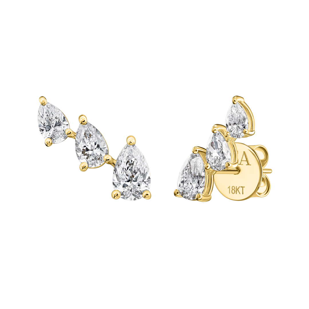 Pear Cut Diamond Climber Studs