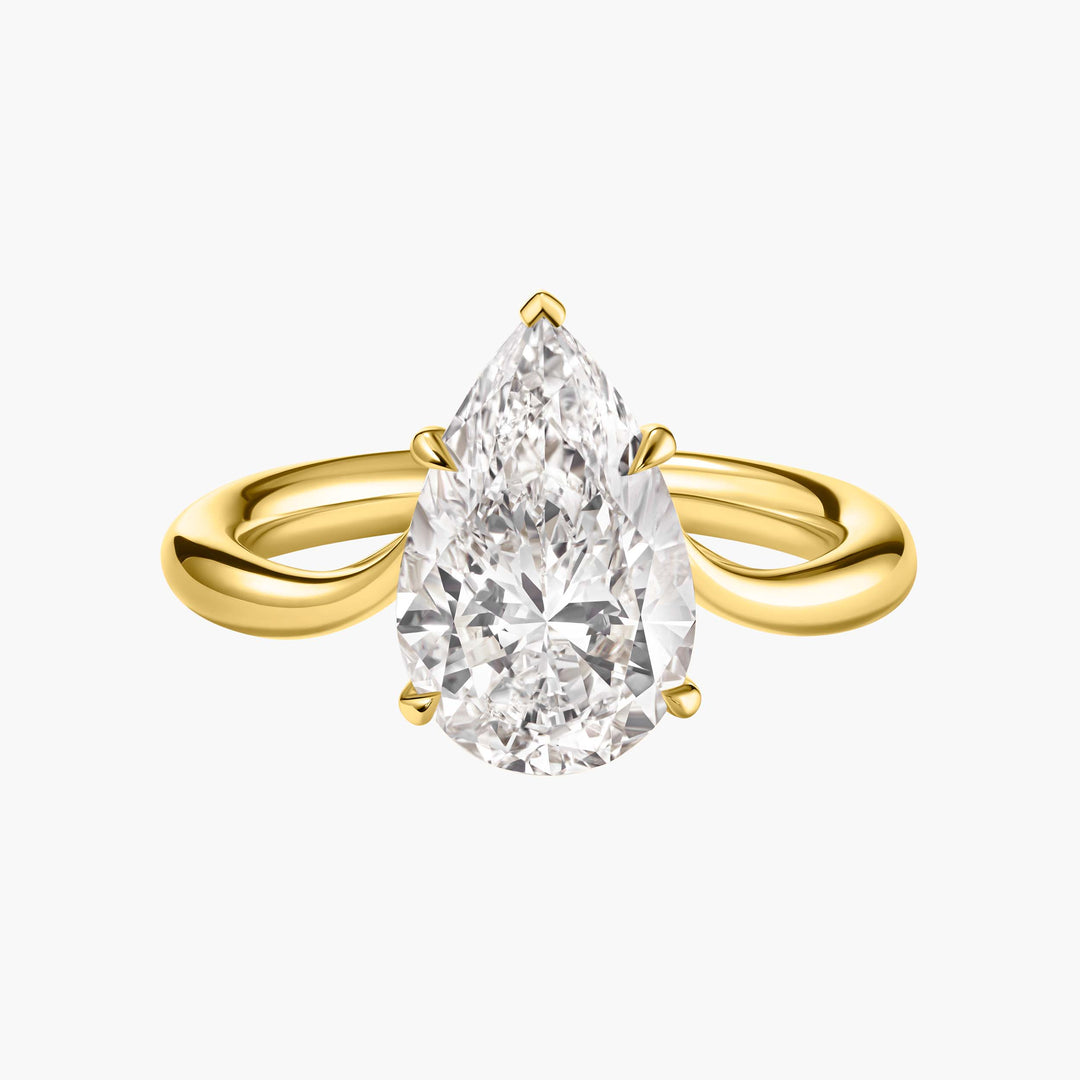 Pear Cut Diamond Curved Ring