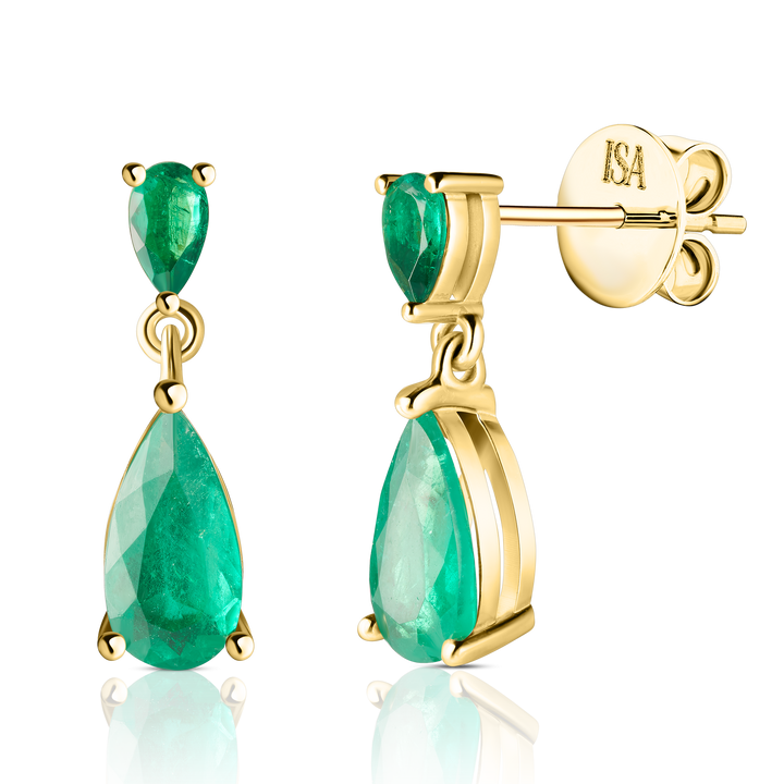 Pear Drop Emerald Studs