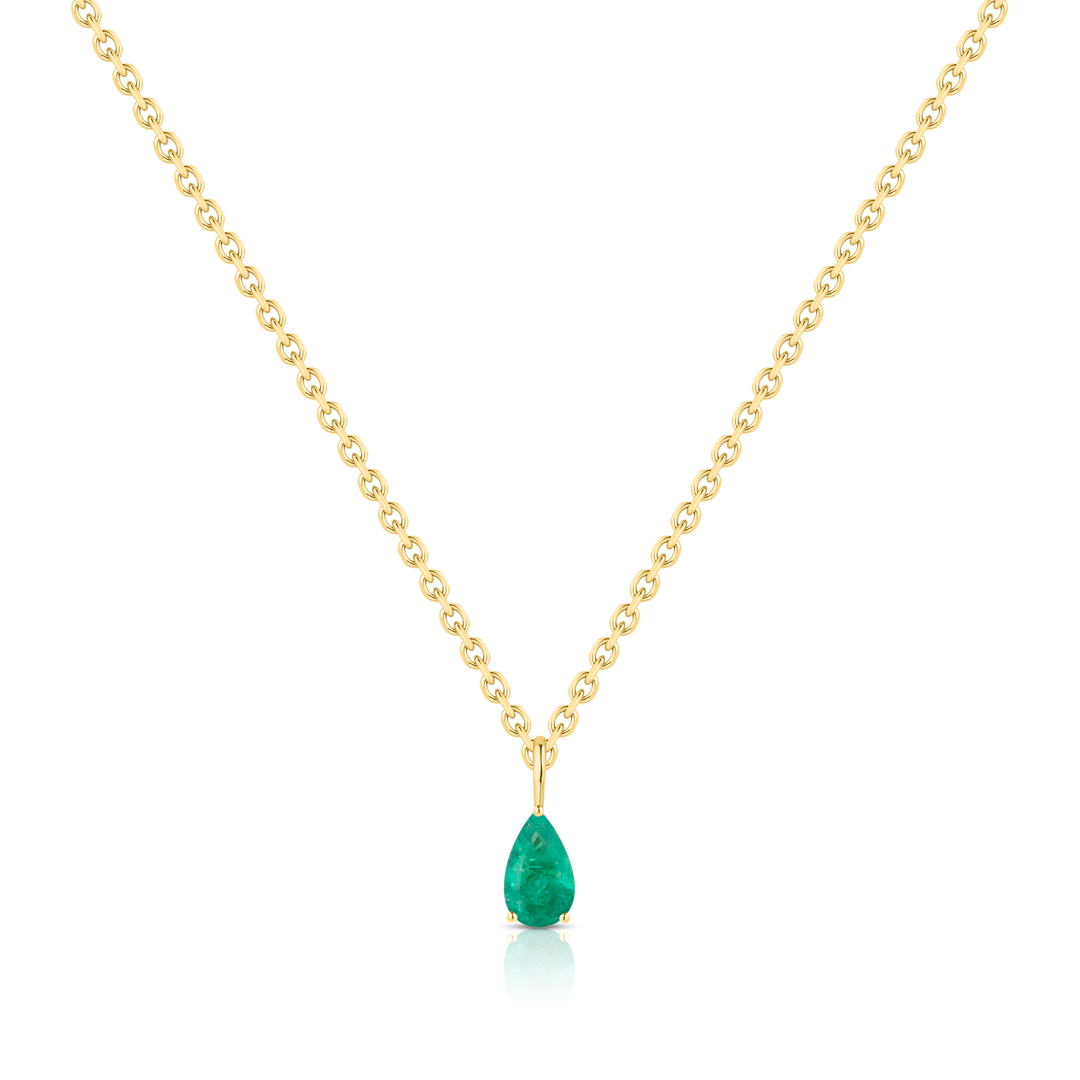 Pear Cut Emerald Pendant Necklace
