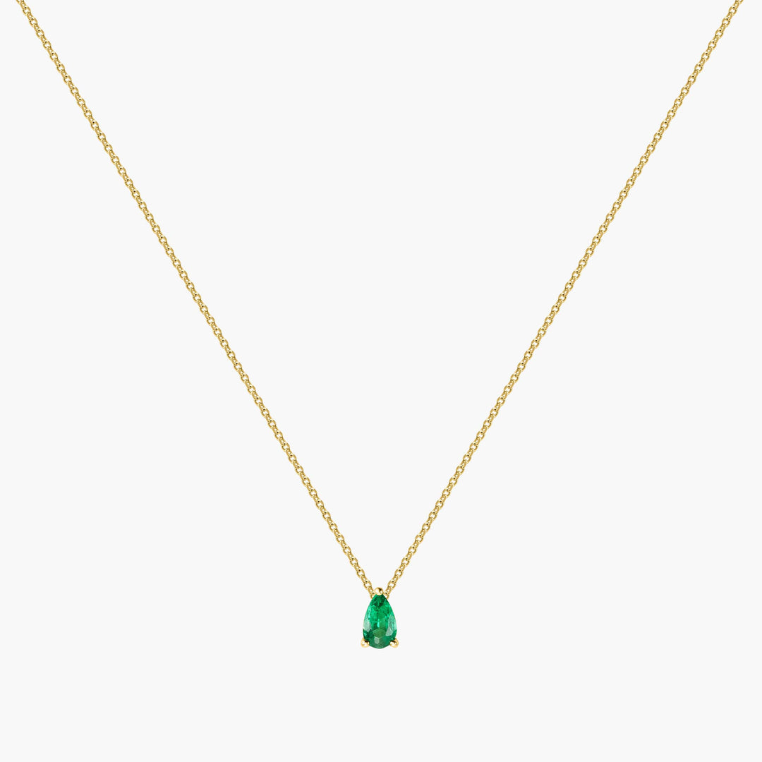 Petite Pear Cut Emerald Pendant Necklace