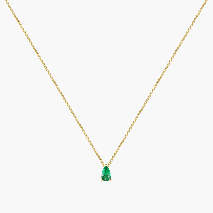 Petite Pear Cut Emerald Pendant Necklace