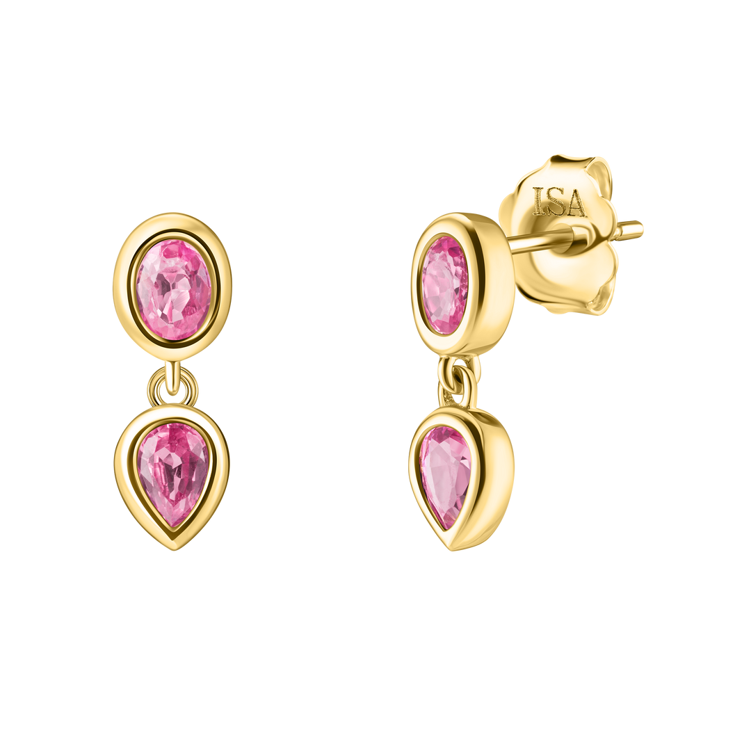 Pink Sapphire Double Drop Studs