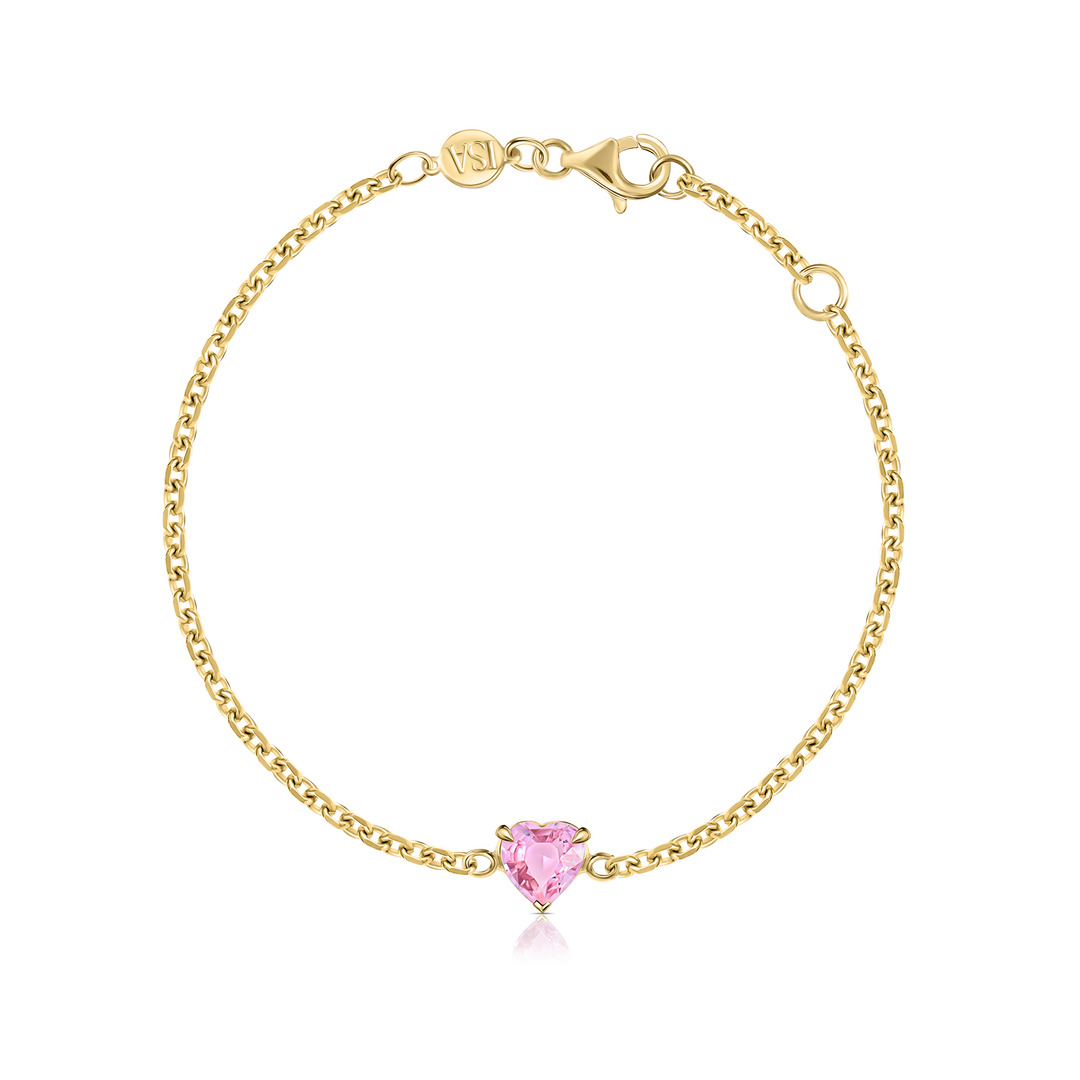Pink Sapphire Heart Bracelet