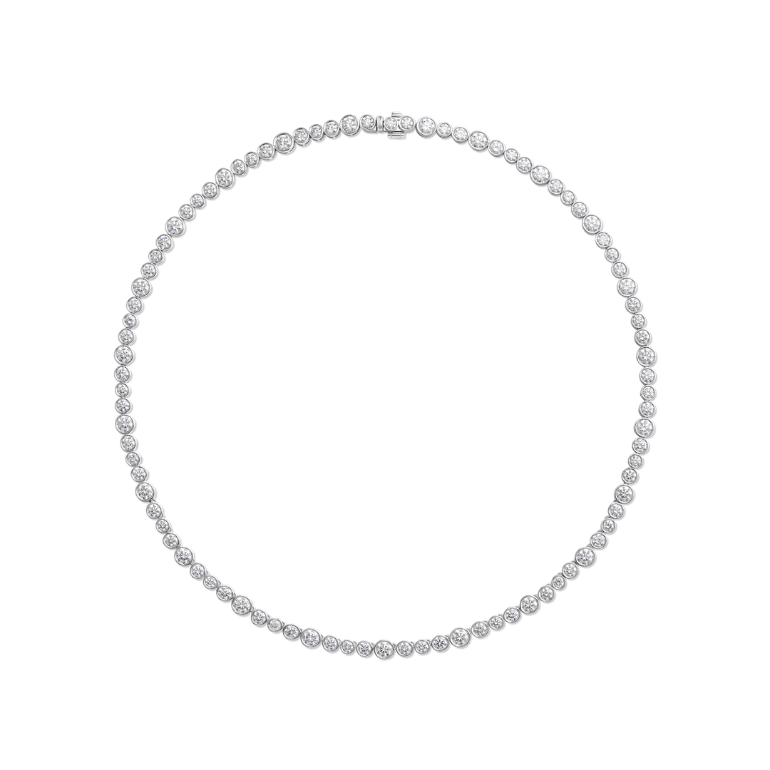 Round Bezel Diamond Tennis Necklace