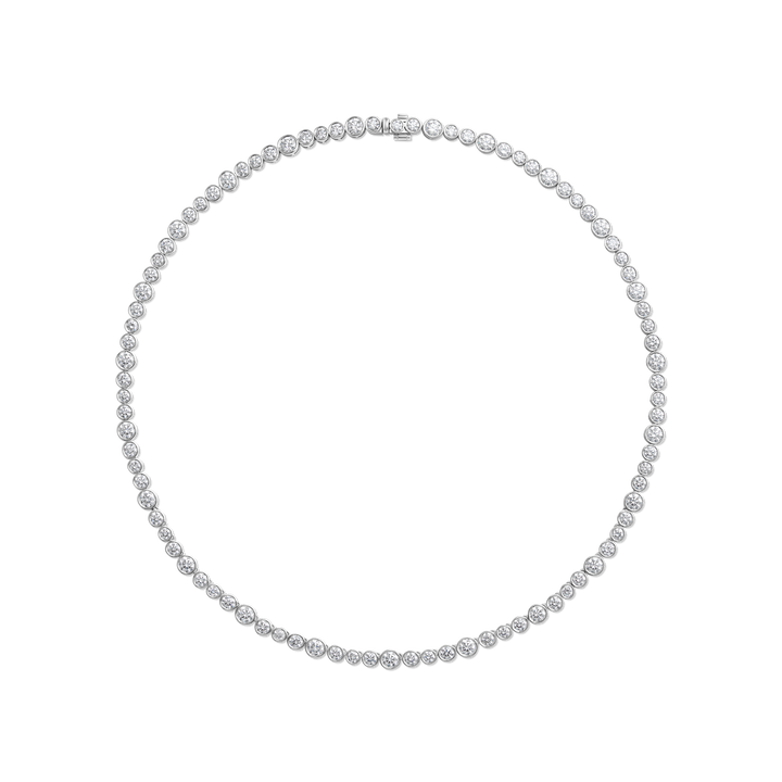 Round Bezel Diamond Tennis Necklace