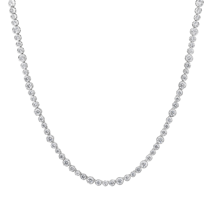 Round Bezel Diamond Tennis Necklace