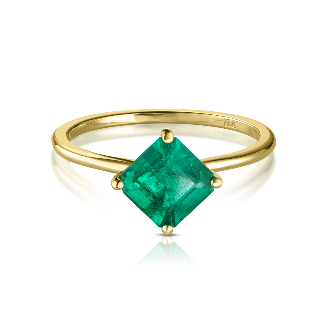 Sideways Square Colombian Emerald Ring