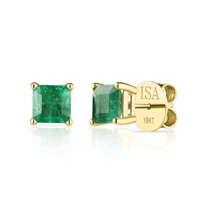 Small Colombian Emerald Square Studs