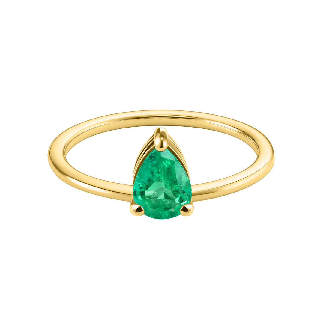 Small Pear Emerald Ring