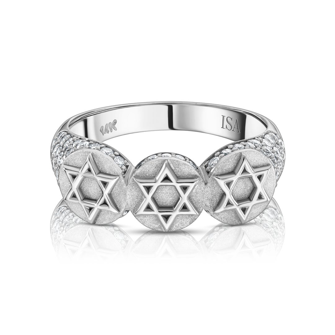 Star of David Pave Coin RIng