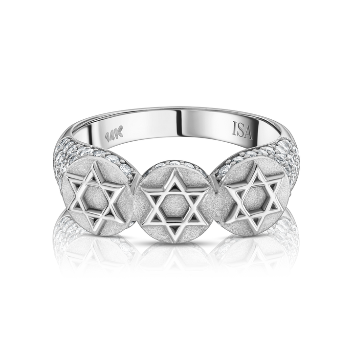 Star of David Pave Coin RIng