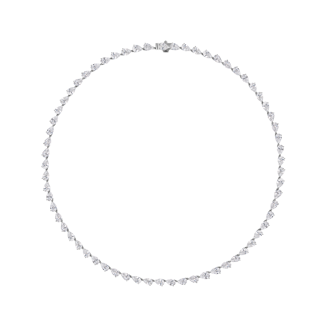 Twisted Pear Shape Diamond Tennis Necklace