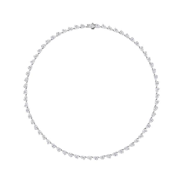 Twisted Pear Shape Diamond Tennis Necklace