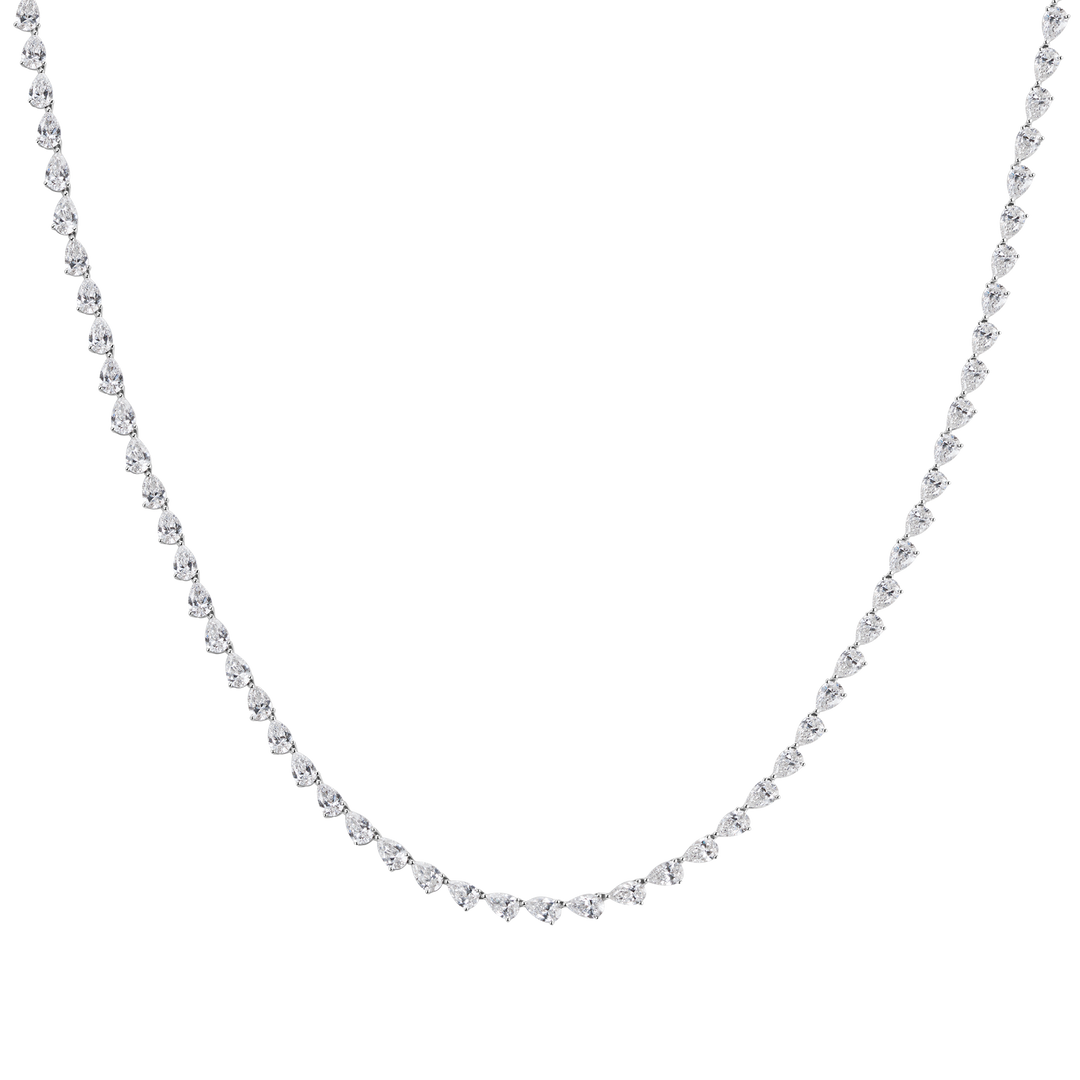 Twisted Pear Shape Diamond Tennis Necklace