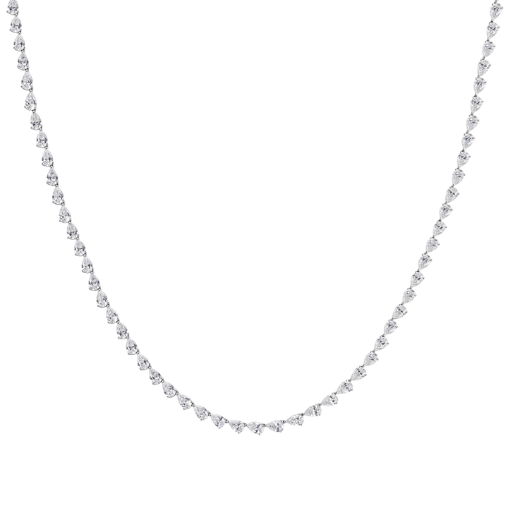 Twisted Pear Shape Diamond Tennis Necklace