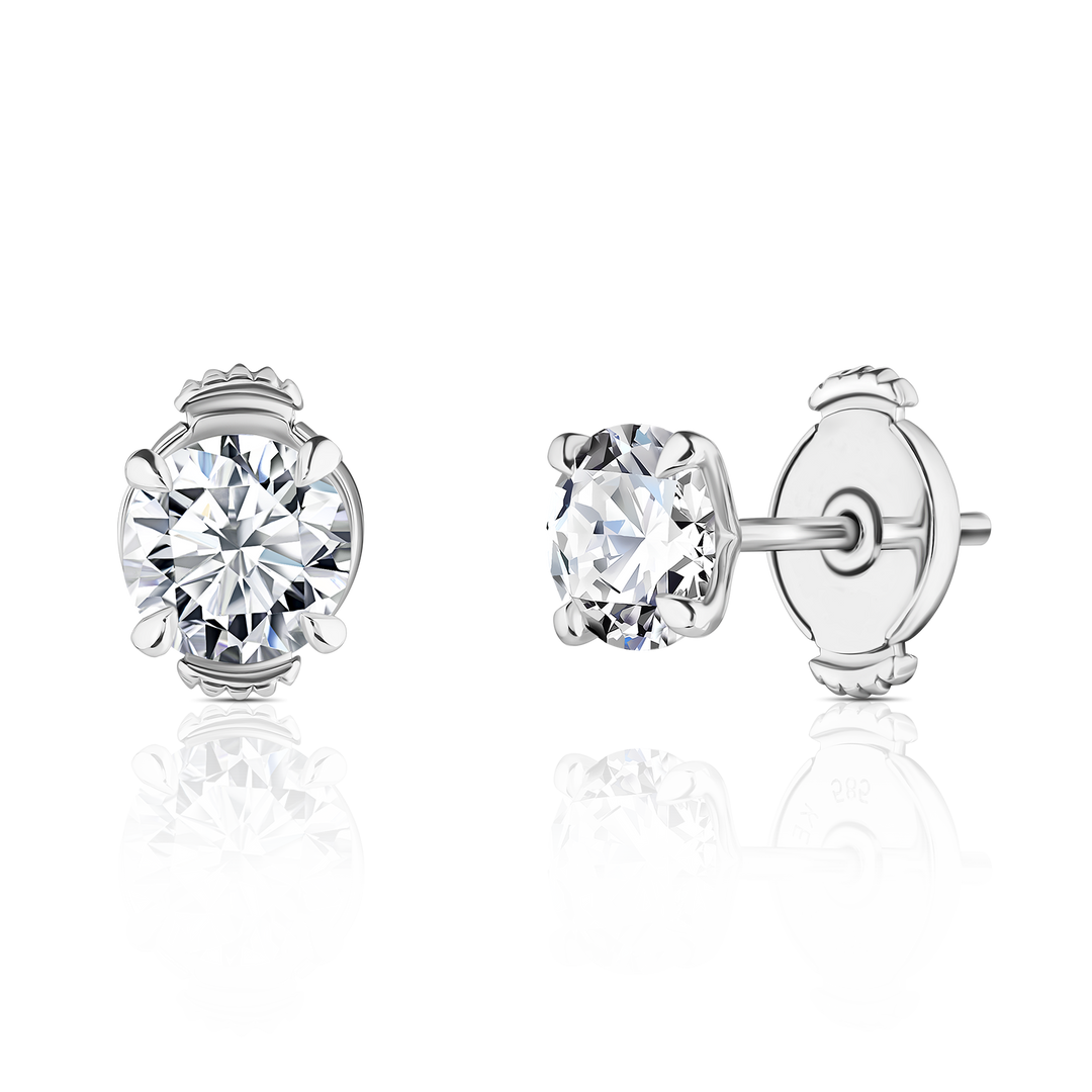 Three Carat Round Diamond Studs