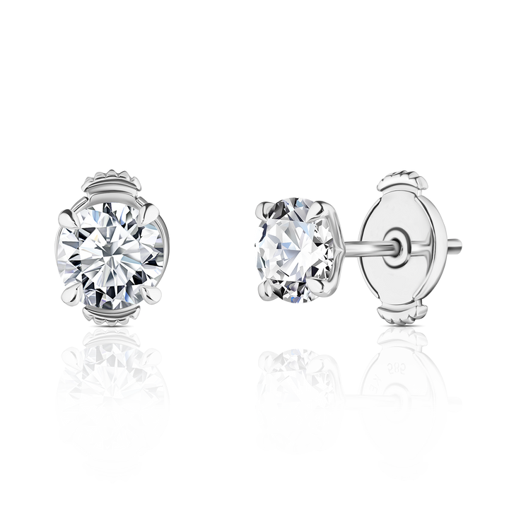 Three Carat Round Diamond Studs