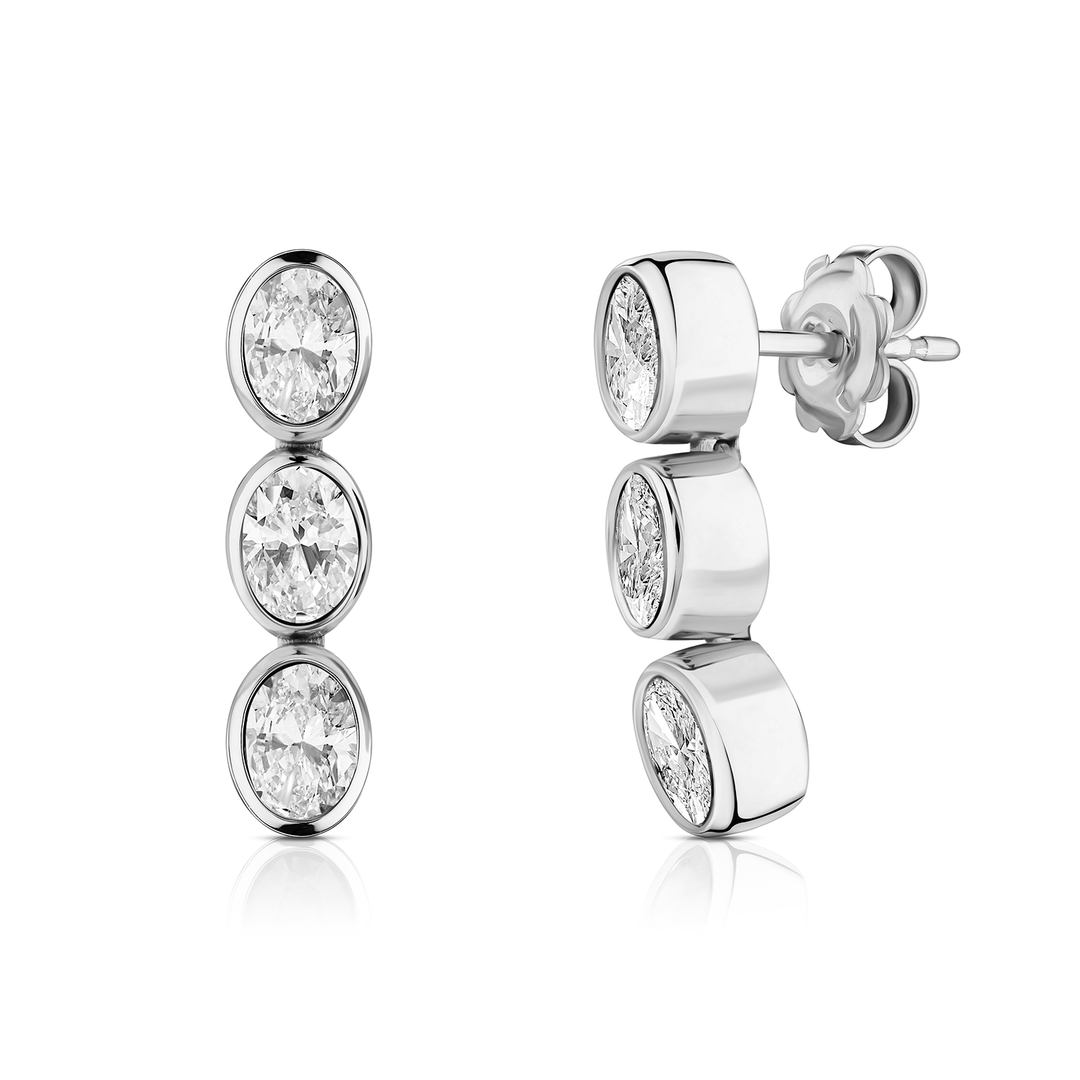 Large Three Tier Oval Shape Studs