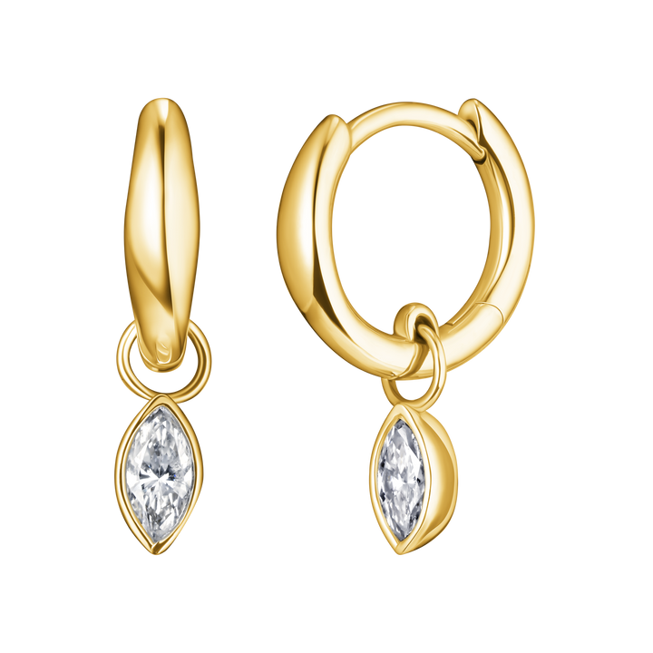Marquise Diamond Charm Huggie Hoops