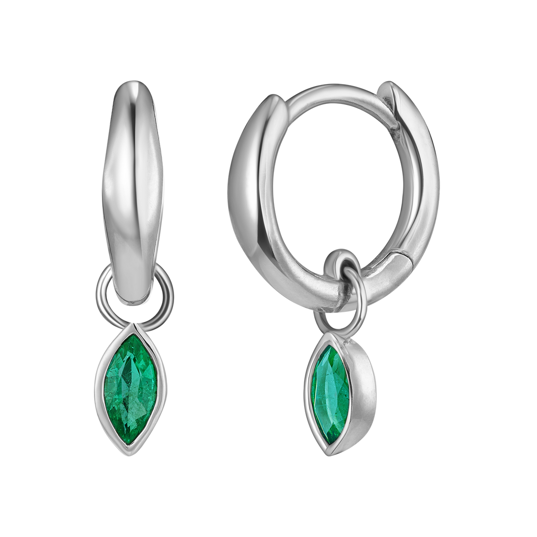 Marquise Charm Huggie Hoops