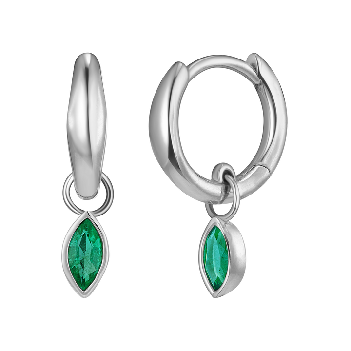 Marquise Charm Huggie Hoops
