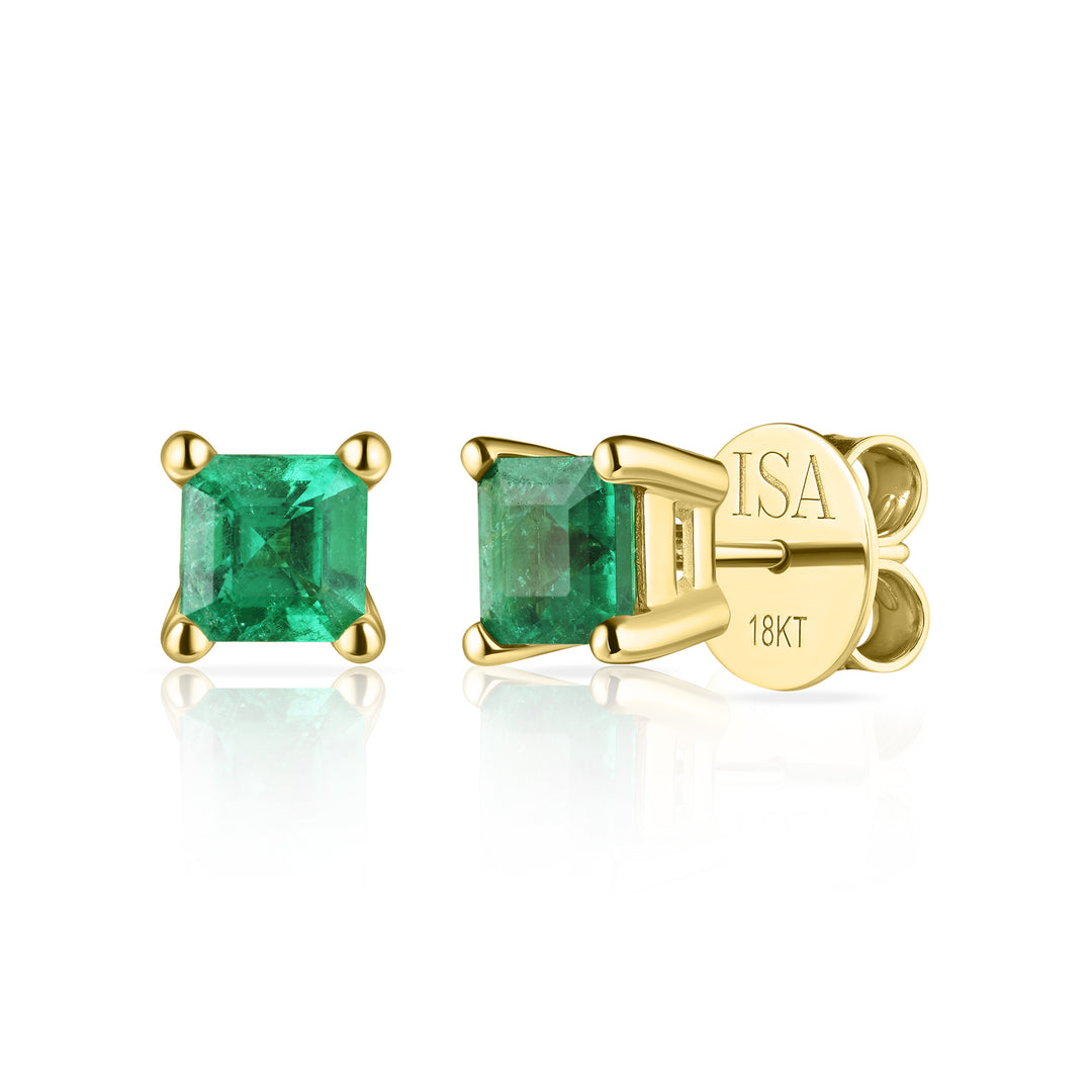 Mini Colombian Emerald Square Studs