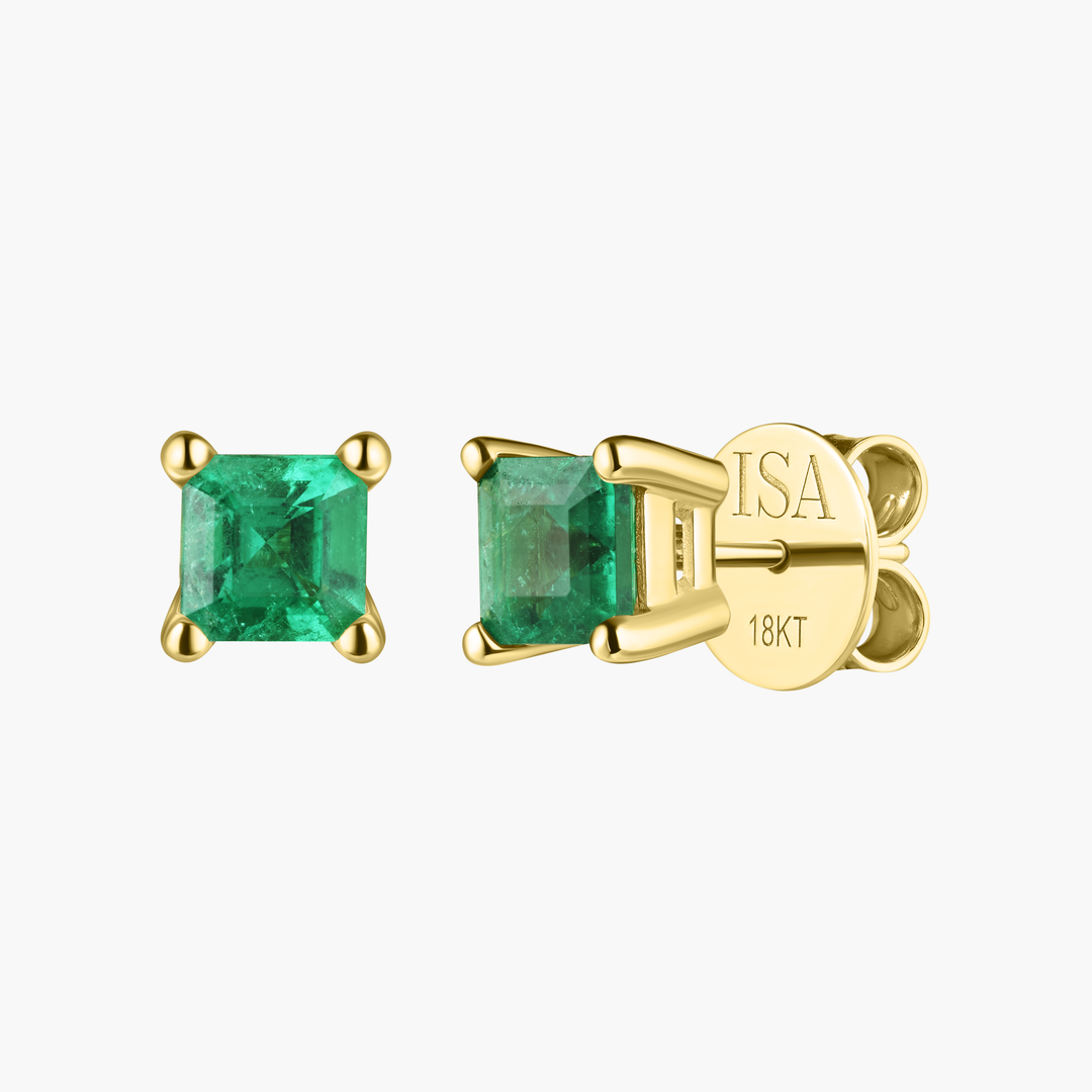 Mini Colombian Emerald Square Studs