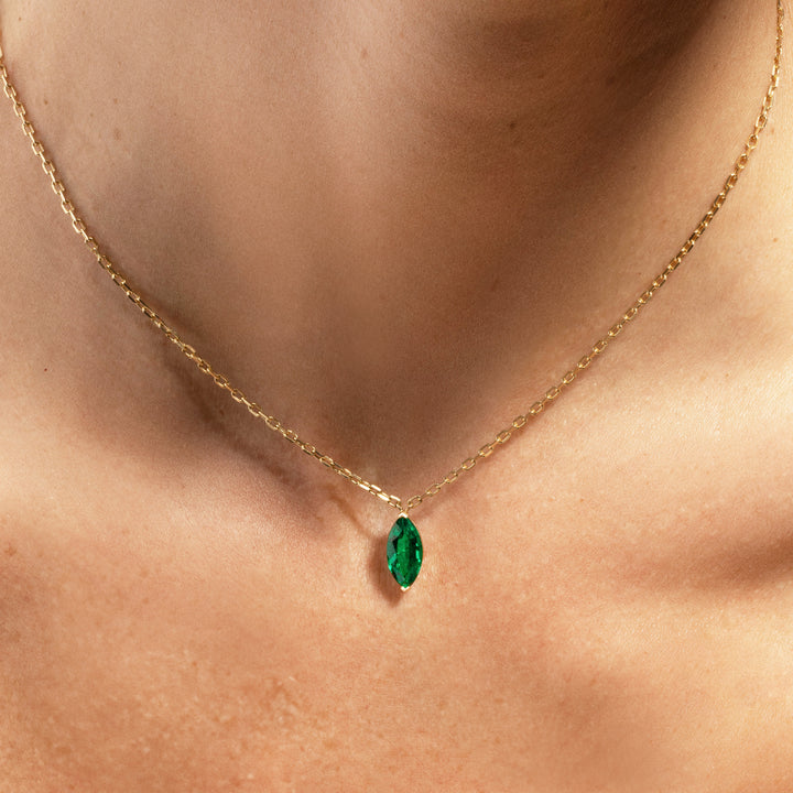 Marquise Emerald Pendant Necklace