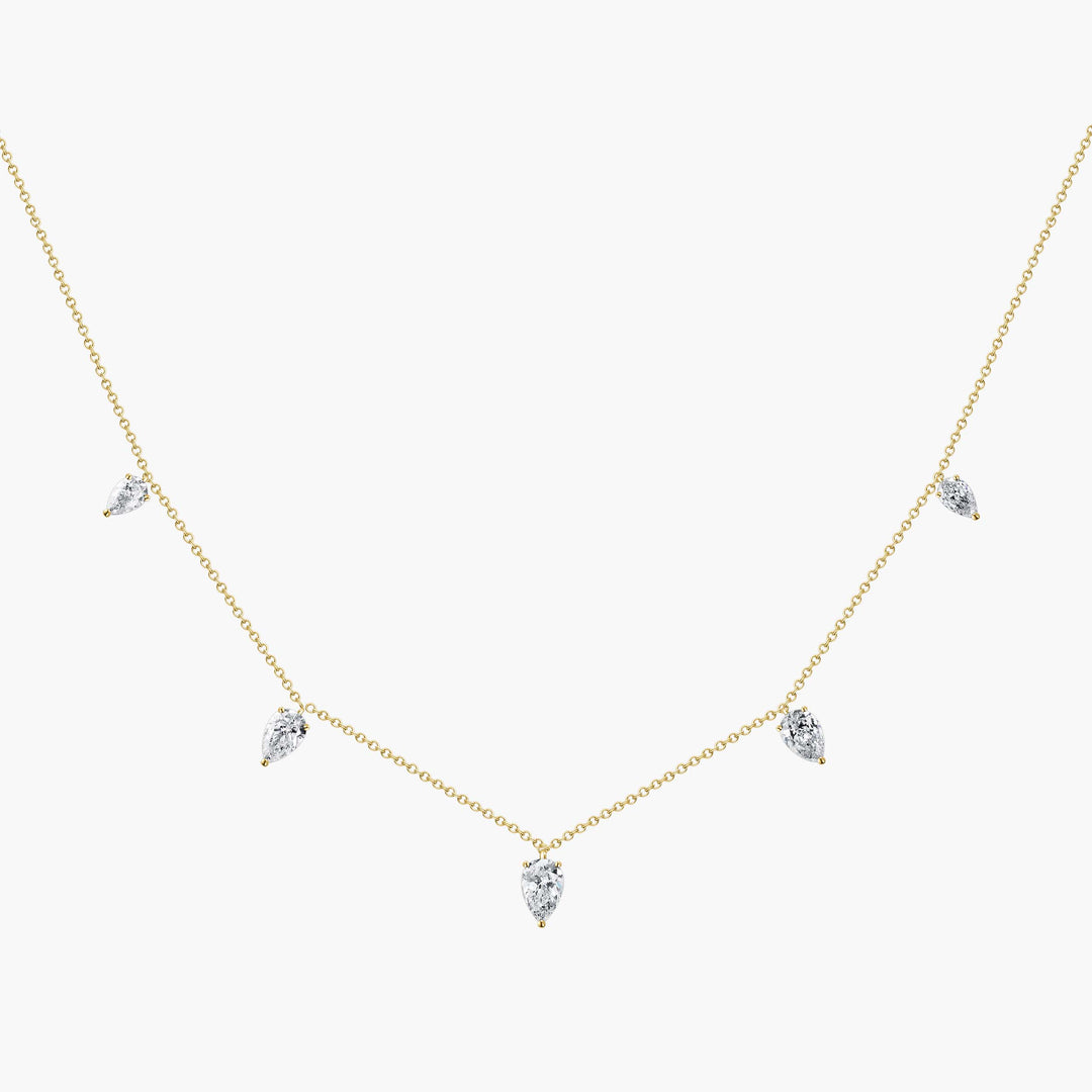 Mini Floating Upside Down Pear Cut Diamond Necklace