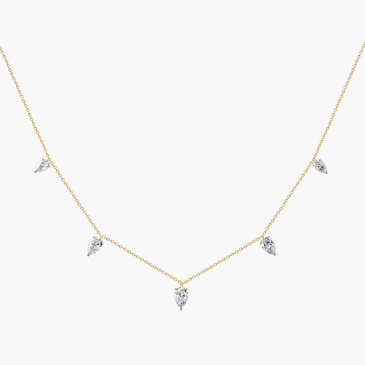 Mini Floating Upside Down Pear Cut Diamond Necklace