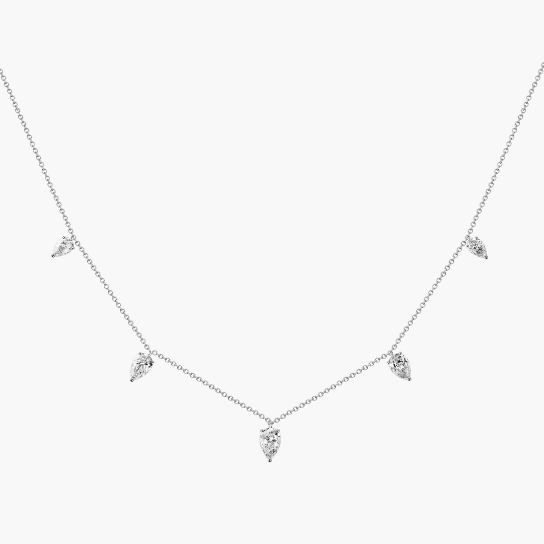 Mini Floating Upside Down Pear Cut Diamond Necklace