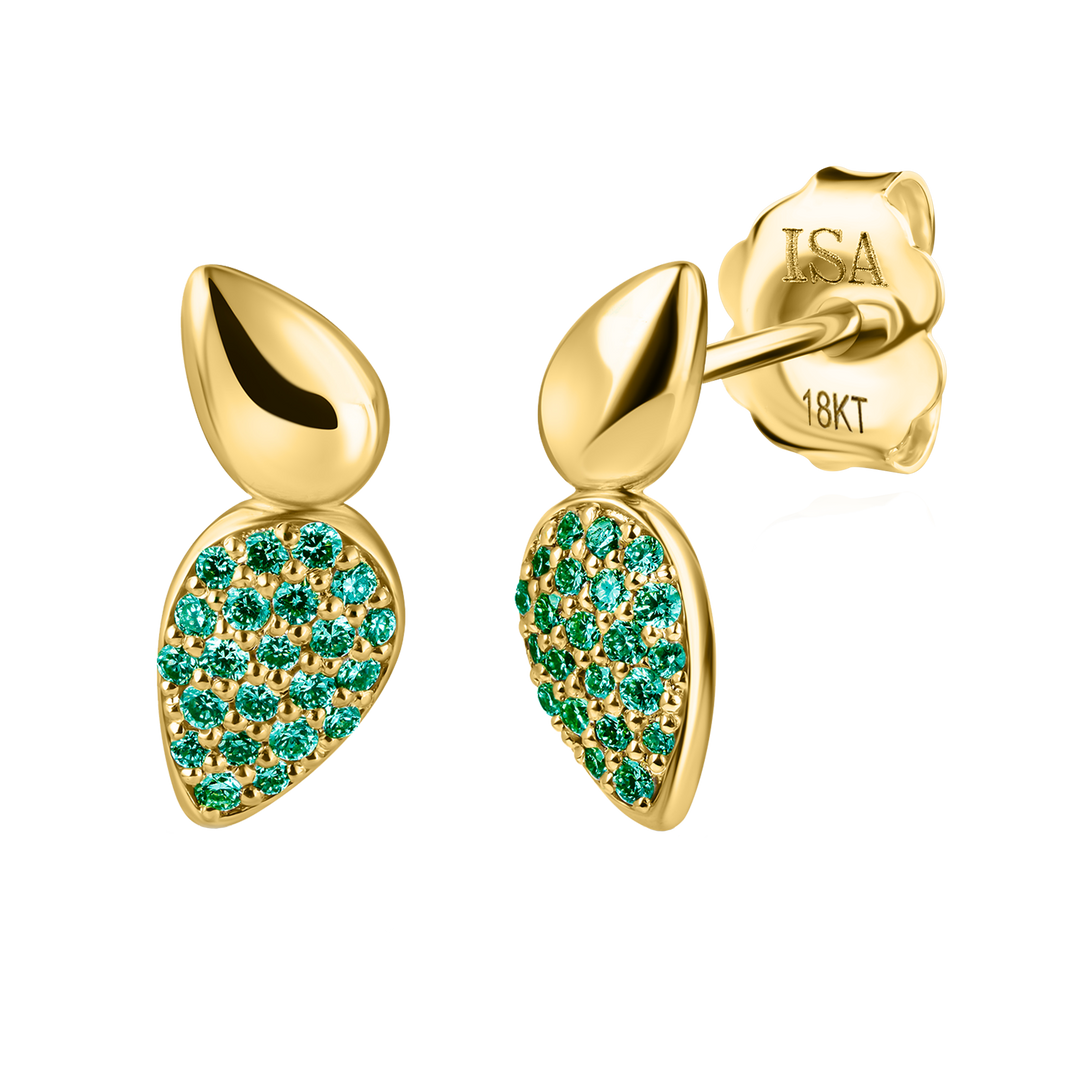 Point Drop Emerald Pave Studs
