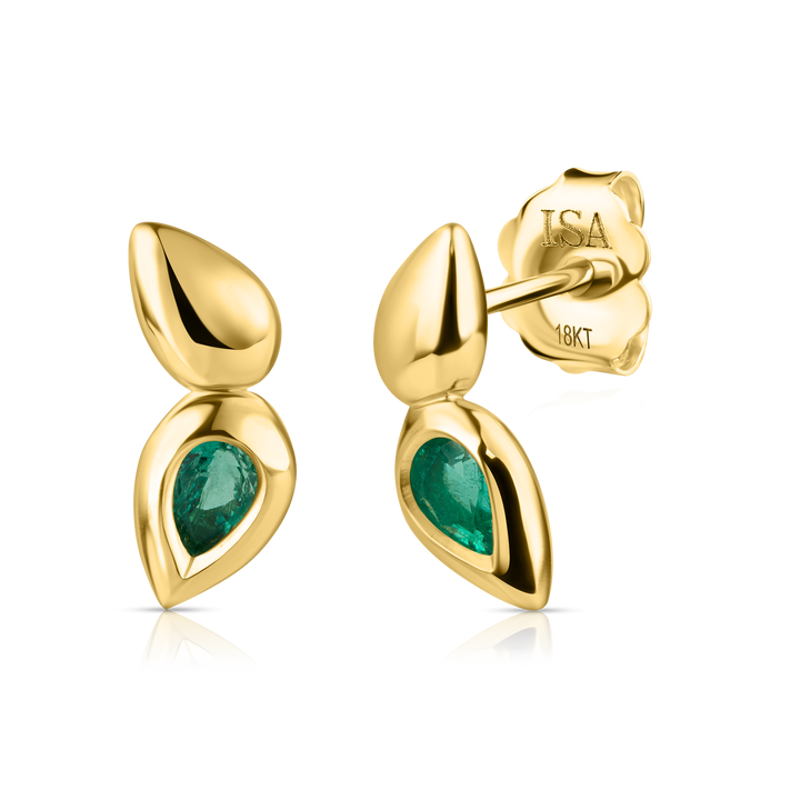 Point Drop Emerald Studs