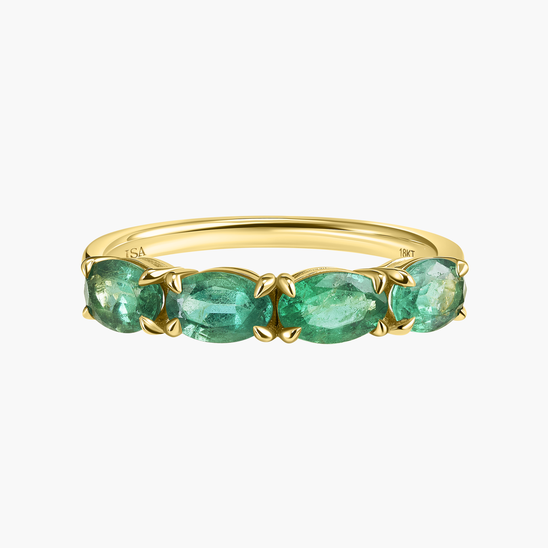 Oval Emerald Half Eternity Band
