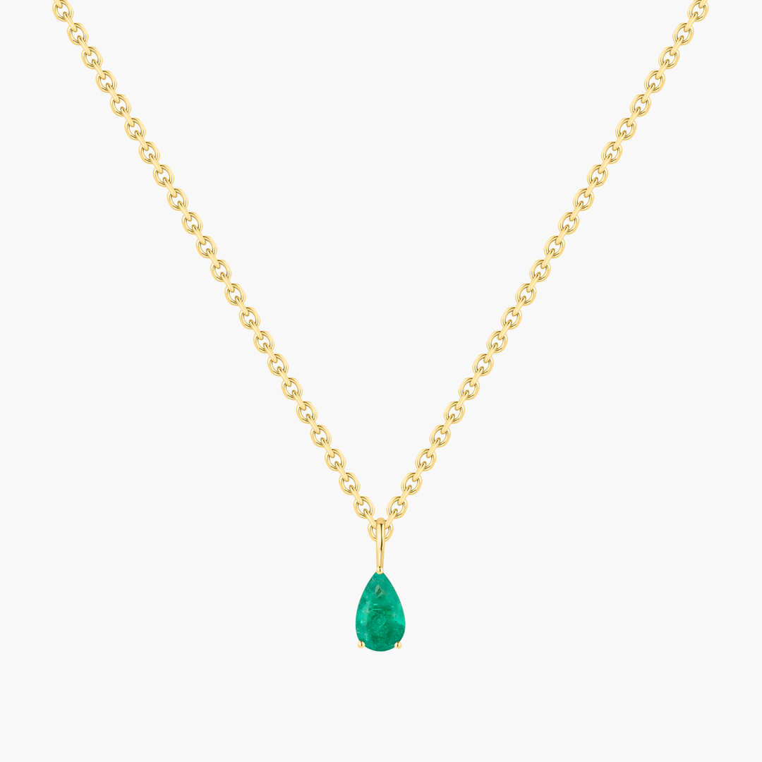 Pear Cut Emerald Pendant Necklace