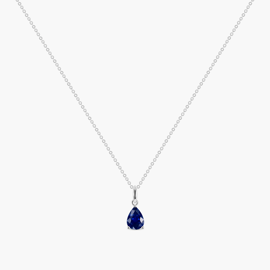 Pear Shape Blue Sapphire Pendant Necklace