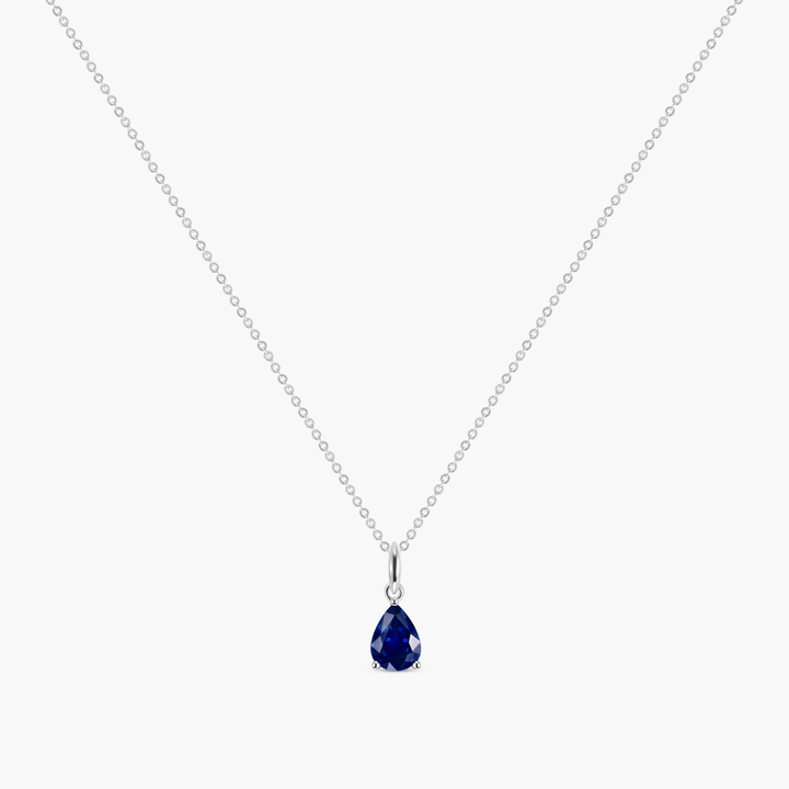 Pear Shape Blue Sapphire Pendant Necklace