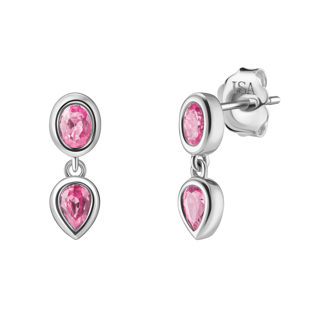 Pink Sapphire Double Drop Studs