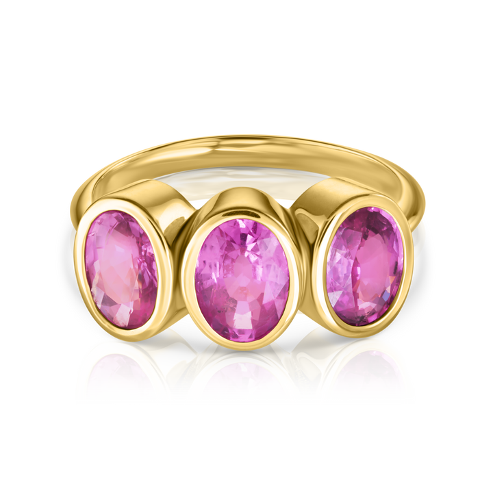 Pink Sapphire Trio Ring